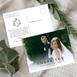 Carte Postale Élégant faire-part de remerciement de mariage avec