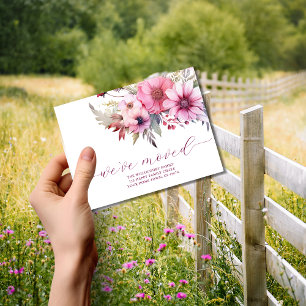 Carte Postale Élégant Faire-part Floral Moving