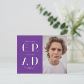 Carte Postale Élégant Faire-part moderne de graduation de script (Debout devant)