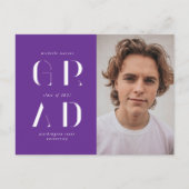 Carte Postale Élégant Faire-part moderne de graduation de script (Devant)