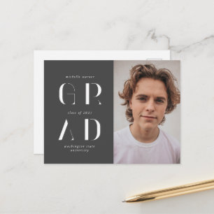 Carte Postale élégant faire-part moderne de graduation de script