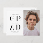 Carte Postale élégant faire-part moderne de graduation de script (Devant / Derrière)