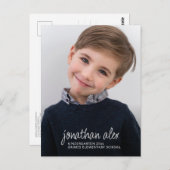 Carte Postale Élégant Faire-part photo de graduation de script (Devant / Derrière)