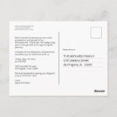 Carte Postale Élégant Faire-part photo manuscrit (Dos)