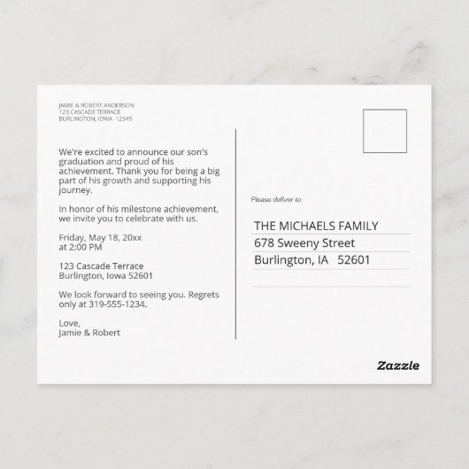 Carte Postale Élégant Faire-part photo manuscrit (Dos)