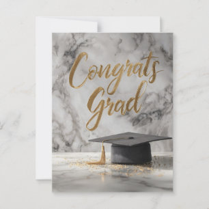 Carte Postale Élégant "Félicitations diplômé" avec chapeau de gr