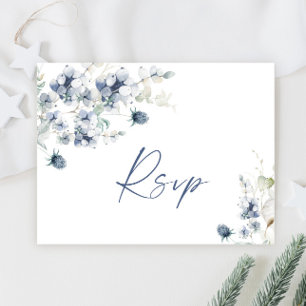 Carte Postale Elégant feuillage d'hiver bleu Dusty RSVP