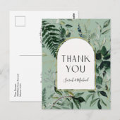 Carte Postale Elégant feuillage végétal Sage Green Merci (Devant / Derrière)