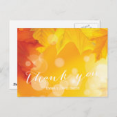 Carte Postale Élégant Feuille d'automne Mariage Merci (Devant / Derrière)