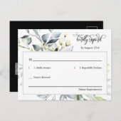 Carte Postale Élégant Feuille noir vert QR Code Adresse RSVP (Devant / Derrière)