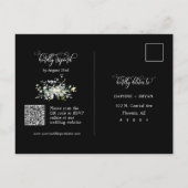 Carte Postale Élégant Feuille noir vert QR Code Adresse RSVP (Dos)