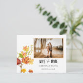 Carte Postale Élégant Feuilles d'automne Photo Blanc Enregistrer (Debout devant)