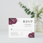 Carte Postale Elégant Floral Bourgogne Peonies Mariage RSVP (Debout devant)