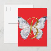 Carte Postale Elegant Floral Butterfly Letter B - Artistic Monog (Devant / Derrière)