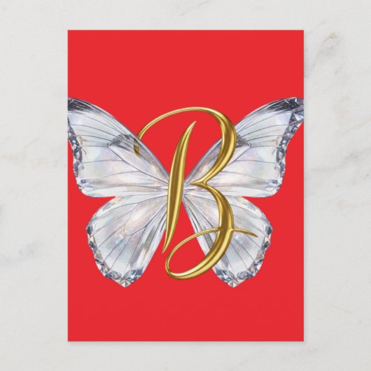 Carte Postale Elegant Floral Butterfly Letter B - Artistic Monog (Devant)