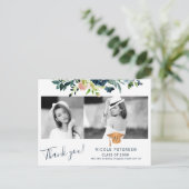 Carte Postale Élégant floral diplômé photo merci (Debout devant)
