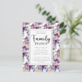 Carte Postale Élégant Floral Lettré À La Main Script Famille Réu (Debout devant)