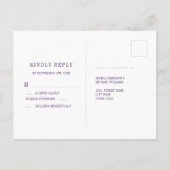 Carte Postale Elégant Floral Purple Rose Lilac Mariage RSVP (Dos)