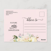 Carte Postale Élégant floral rose aquarelle pour la douche de la (Dos)
