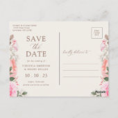 Carte Postale Élégant Floral Save The Date (Dos)