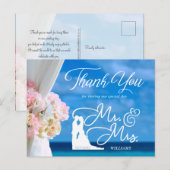 Carte Postale Elégant Floral Summer Beach Mariage Merci (Devant / Derrière)