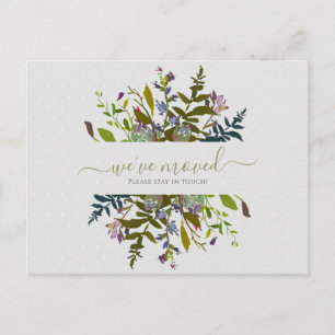 Carte Postale Elegant Floral We've Moved Script Announcement