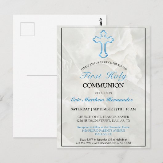 Carte Postale Elégant garçons de marbre 1ère Sainte Communion In (Devant / Derrière)