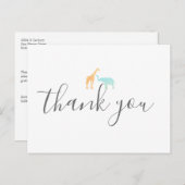 Carte Postale Elégant Giraffe Elephant Baby shower Merci (Devant / Derrière)