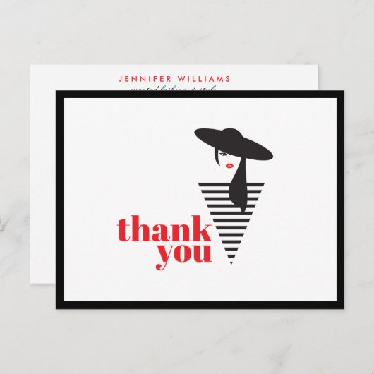 Carte Postale Elégant Glamor Mod Stylist Poshmark Merci (Devant / Derrière)