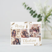 Carte Postale Elegant Gold 4 Photo Collage Botanique Noël (Debout devant)
