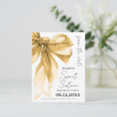 Carte Postale Elegant Gold Bow Coquette Sweet 16 Save the Date  (Debout devant)