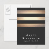 Carte Postale Elegant Gold et Black Stried Designer (Devant / Derrière)