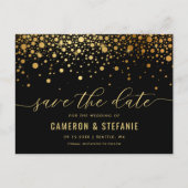 Carte Postale Elégant Gold Foil Confetti Black Enregistrer la da (Devant)