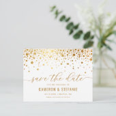 Carte Postale Elégant Gold Foil Confetti Blanc Enregistrer la da (Debout devant)