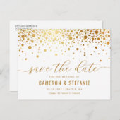 Carte Postale Elégant Gold Foil Confetti Blanc Enregistrer la da (Devant / Derrière)