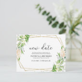 Carte Postale Elégant Gold Foil Verdure Mariage Nouveau Date (Debout devant)
