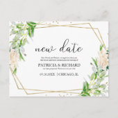 Carte Postale Elégant Gold Foil Verdure Mariage Nouveau Date (Devant)