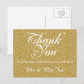 Carte Postale Elégant Gold Love Hearts Confetti Merci (Devant / Derrière)