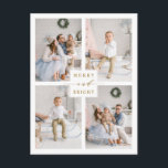 Carte Postale Elegant Gold Merry & Bright 4 Photo Holiday<br><div class="desc">Carte postale de vacances simple et élégante. Pour une personnalisation plus avancée de cette conception,  veuillez cliquer sur le lien Personnaliser supplémentaire pour changer la police,  la taille,  la couleur,  etc.</div>