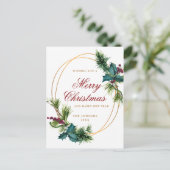 Carte Postale Elégant Gold Pine Cone voeux de Noël (Debout devant)