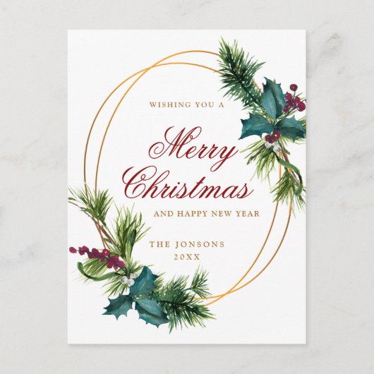 Carte Postale Elégant Gold Pine Cone voeux de Noël (Devant)