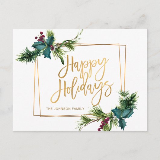 Carte Postale Elégant Gold Pine Cone voeux de Noël (Devant)