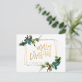 Carte Postale Élégant Gold Pine Cones de Noël Salutation de vaca (Debout devant)