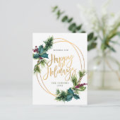 Carte Postale Élégant Gold Pine Cones de Noël Salutation de vaca (Debout devant)