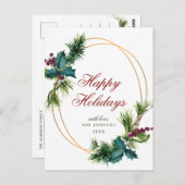Carte Postale Élégant Gold Pine Cones de Noël Salutation de vaca (Devant / Derrière)