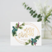 Carte Postale Élégant Gold Pine Cones de Noël Salutation de vaca (Debout devant)