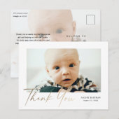 Carte Postale Elégant Gold Script photo Baby Merci (Devant / Derrière)