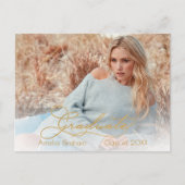 Carte Postale Elégant Gold Script Photo Graduation Enregistrer l (Devant)