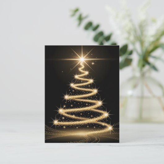 Carte Postale Elegant Golden Sparkle Christmas Tree (Debout devant)