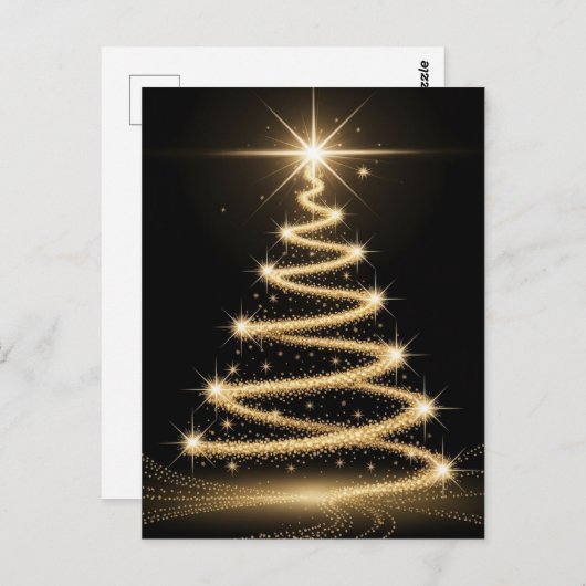 Carte Postale Elegant Golden Sparkle Christmas Tree (Devant / Derrière)